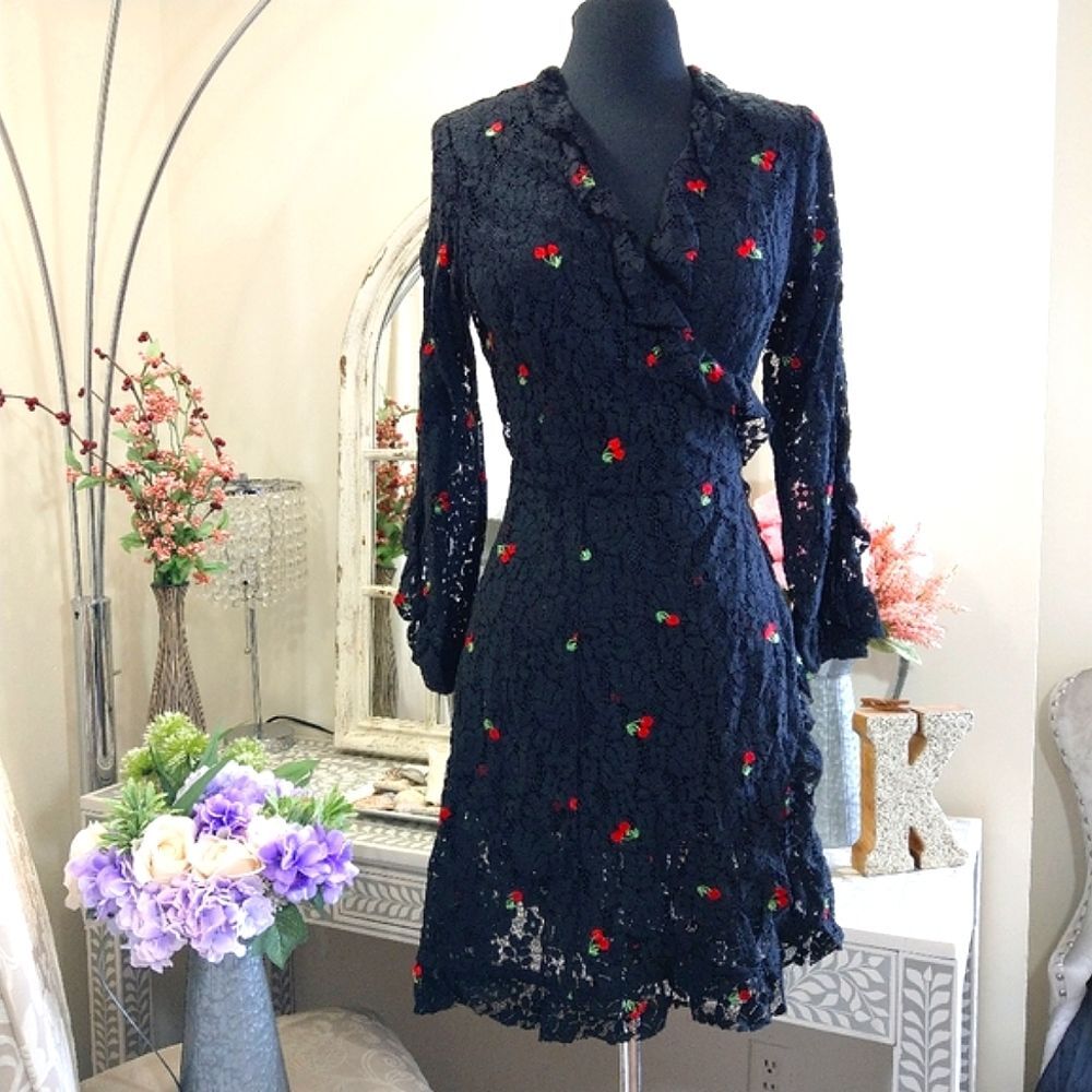 🍒NWT🍒 THE KOOPLES 2 PC SET CHERRY EMBROIDERED WRAP DRESS